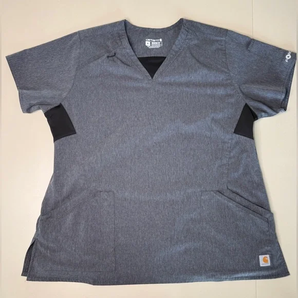 Carhartt Scrub Top Bundle XL Dog Park Print + Gray Force Modern Fit - Picture 7 of 11